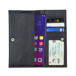 Olixar Primo Genuine Leather Oppo Find X Pouch Wallet Case - Black
