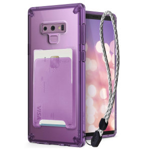 The 3-in-1 kit in purple Rearth Ringke Fusion Samsung Galaxy Note 9 is an exceptional utility with a professional aesthetic to create a case that's perfect for everyday use. Complete with flip wallet attachment and wrist strap to secure your phone.