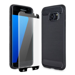 Flexible rugged casing with a premium matte finish non-slip carbon fibre and brushed metal design, the Olixar Sentinel case in black keeps your Samsung Galaxy S7 Edge protected from 360 degrees with the added bonus of a tempered glass screen protector.