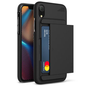 Protect your iPhone XR with this precisely designed case in red from VRS Design. Made with tough yet slim material, this hardshell construction with soft core features patented sliding technology to store two credit cards or ID.
