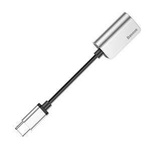 This USB-C adapter in silver from Baseus makes it possible to listen to music using your 3.5mm 