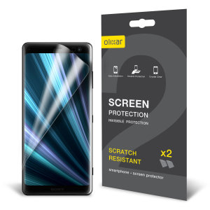 Keep your Sony Xperia XZ3's screen in pristine condition with this Olixar scratch-resistant screen protector 2-in-1 pack.