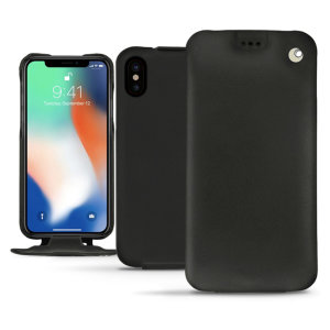 Noreve Tradition iPhone XS Max Premium Leather Flip Case - Black