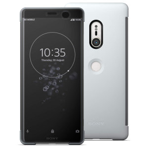 Diese offizielle SCTH70 Style Cover Touch von Sony beherbergt Ihr Xperia XZ3 und bietet Schutz und volle Funktionalität durch die durchsichtige Touchscreen-Schriftartabdeckung, mit der Sie eingehende Nachrichten und Anrufe anzeigen und bearbeiten können.
