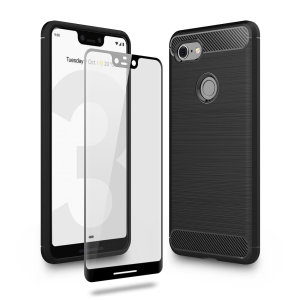 Flexibele, robuuste behuizing met een eersteklas, matte antislip carbonvezel en een geborsteld metalen ontwerp, de Olixar Sentinel-hoes beschermt je Google Pixel 3 XL tegen 360 graden met de toegevoegde bonus van een gehard glazen schermbeschermer.
