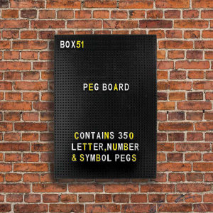 Daily memos are important for everyone so you don't forget what you have to do. This cool peg board allows you to keep track of all the important things going on around you. Leave notes or tasks with these cool lettering's and numbers.