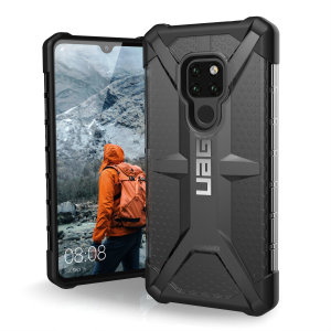 Urban Armour Gear till Huawei Mate 20 har ett skyddande TPU-skal med en borstad UAG-logotyp i metall för en fantastisk design.