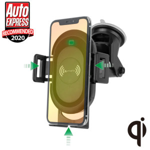 Laden Sie Ihr Qi-kompatibles Gerät im Auto drahtlos mit dieser kabellos ladbaren Autohalterung. Mit seinem Näherungssensor und der automatischen Montage hält diese Autohalterung von 4smarts Ihr Gerät auf Ihrem Armaturenbrett oder Ihrer Windschutzscheibe in Position