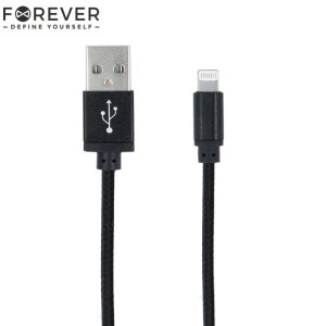 This premium black 1M braided Lightning cable by Forever, connects your iPhone to a laptop, PC or mains adapter for efficient charging and syncing. The braided aspect adds strength to cable, which in turn helps to prevent damage to the cable.