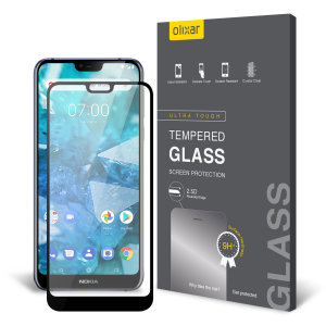 This ultra-thin tempered glass full cover screen protector for the Nokia 7.1 from Olixar with black front offers toughness, high visibility and sensitivity all in one package.