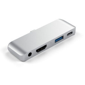 Using the USB-C (USB Type-C) port on your new iPad Pro, add a full-sized USB port, restore the headphone jack, 1x USB-C port and a fully 4K compliant HDMI port to your iPad Pro. This hub offers astounding functionality and a sleek look.