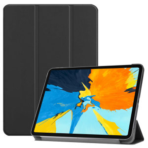 Protect your iPad Pro 12.9 2018 with this supremely functional black case with viewing stand feature. Also features smart sleep / wake functionality.