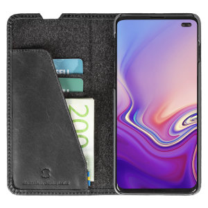 Krusell's Sunne 2 Card Foliowallet vegan leather case in Vintage Black combines Nordic chic with Krusell’s values of sustainable manufacturing for the socially-aware Samsung S10 Plus owner who seeks 360° protection with extra storage for cash and cards.