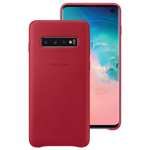 This Official Samsung Leather Cover in red is the perfect way to keep your Galaxy S10 smartphone protected.