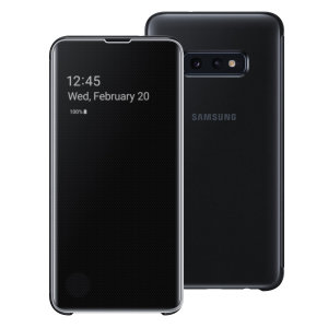 This Official Samsung Clear View Cover in black is the perfect way to keep your Galaxy S10e smartphone protected whilst keeping yourself updated with your notifications thanks to the clear view front cover.
