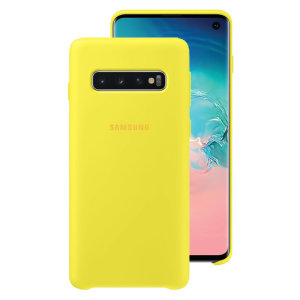Protect your Samsung Galaxy S10 with this Official silicone case in yellow. Simple yet stylish, this case is the perfect accessory for your S10.