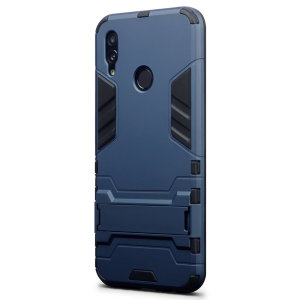 Protect your Huawei P Smart 2019 from bumps and scrapes with this blue dual layer armour case. Comprised of an inner TPU section and an outer impact-resistant exoskeleton, with a built-in viewing stand.