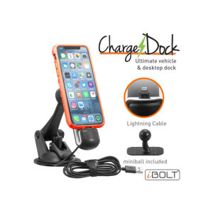 ChargeDock Lightning es una solución perfecta para sujetar y cargar de automóviles para tu iPhone. Es compatible con iPhone 5 o modelos más reciente y es una forma perfecta de cargar su iPhone de manera segura mientras conduce