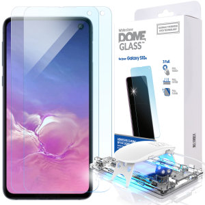 The Whitestone Dome Glass screen protector for Galaxy S10e uses a proprietary UV adhesive installation to ensure a total and perfect fit for your device. Also featuring 9H hardness for absolute protection, as well as 100% touch sensitivity retention.