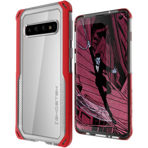 The Cloak 4 Protective case in red and clear from Ghostek provides your Samsung Galaxy S10 with fantastic all-around protection.
