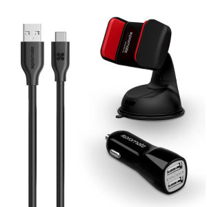 Promate ultra-fast charging car kit for USB-C devices is the ideal accessory pack for your car. Perfect for using the GPS navigation or hands-free music listening, while your phone is on charge using the fast charging Promate car adaptor.