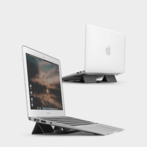 The worry-free laptop stand from Ringke in Grey. Lightweight and portable can be used as a laptop stand or as a mouse pad. Compatible with many laptops, tablets, and keyboards on the market.