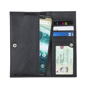 Olixar Primo Echtleder Motorola Geldbörse mit einer Hülle - Schwarz