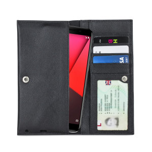 Olixar Primo Echtleder Vodafone Smart N9 Wallet Tasche - Schwarz