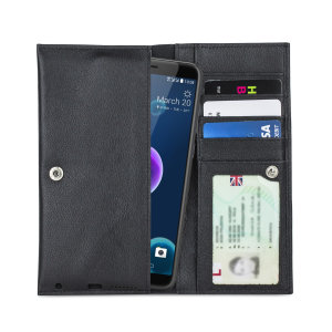 Olixar Primo Echtleder HTC Desire 12s Pouch Wallet Case - Schwarz