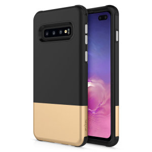 The sleek division series for the Samsung Galaxy S10 Plus. The black and gold finish gives you protection for your phone in style. This case is made for pure luxury and style.