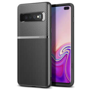 A Capa Obliq Flex Pro Shell Case em negro de fumo é uma capa protetora elegante e ergonômica para a Samsung Galaxy S10 Plus, proporcionando absorção de impacto e fantástica aderência devido ao seu design de superfície texturizada.
