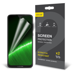 Halten Sie Ihren Motorola Moto G7 Plus' Bildschirm in makellosem Zustand mit diesem kratzfesten 2-in-1-Paket von Olixar. Diese Bildschirmschoner sind äußerst reaktionsschnell und einfach anzubringen und sind der ideale Weg, um Ihr Display brandneu aussehen zu lassen.