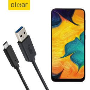 Olixar USB-C Samsung Galaxy A30 Charging Cable - Black 1m