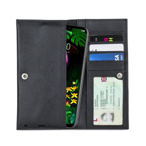 Olixar Primo Genuine Leather LG G8s ThinQ Wallet Case - Black
