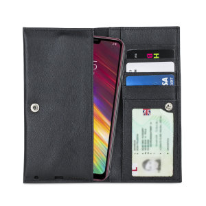 Olixar Primo Genuine Leather LG Q9 Wallet Case - Black