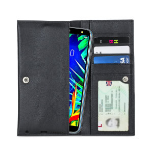 Olixar Primo Genuine Leather LG K40 Wallet Case - Black