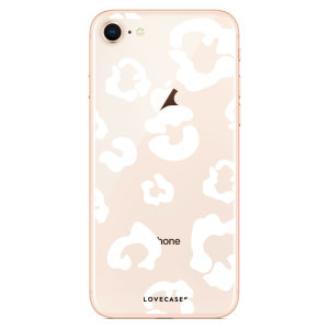 Coque iPhone 7 LoveCases Traces de léopard – Blanc transparent
