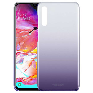 Protect your Samsung Galaxy A70 with this Official Gradation case in Violet. This Official Samsung case is lightweight and transparent giving you a Stylish yet protective accessory case which is perfect for your Galaxy A70.