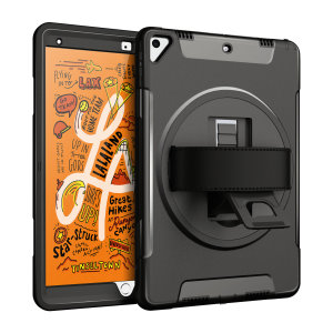 The Olixar Rugged Case in black provides full body protection for your iPad Mini 2019, with a built-in stand and convenient hand strap for portability. Additionally the provided shoulder strap adds for further convenience.