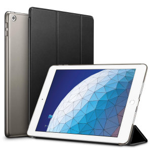 Protect your iPad Air 2019 with this supremely functional transparent and black case with viewing stand feature. Also features smart sleep / wake functionality.