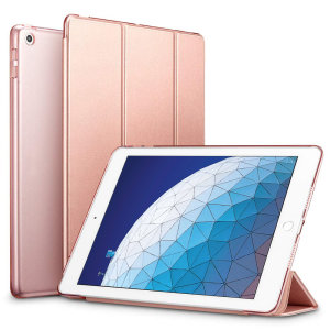 Protect your iPad Air 2019 with this supremely functional transparent and Rose Gold case with viewing stand feature. Also features smart sleep / wake functionality.