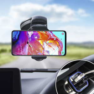 Essential items you need for your smartphone during a car journey all within the Olixar DriveTime In-Car Pack. Featuring a robust one-handed phone car mount and car charger with an additional USB port for your Samsung Galaxy A70.