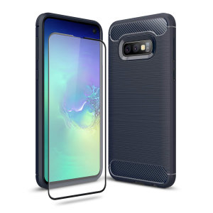 Flexible rugged casing with a premium matte finish non-slip carbon fibre and brushed metal design, the Olixar Sentinel case in blue keeps your Samsung Galaxy S10e protected from 360 degrees with the added bonus of a tempered glass screen protector.