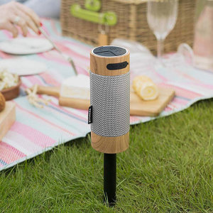 The KS Diggit is an outdoor Bluetooth speaker. The removable stake easily sticks in the ground for outside listening. With the ability to pair with another speaker, your music can be amplified! The KS Diggit has up to 8 hours of play time.