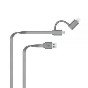 Ideal for travel, the 2-in-1 Charging cable supports the charging of several devices on the go. Compatible with Apple Lightning, Micro USB supporting Apple, Samsung and Sony devices.
