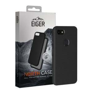 The Eiger North Dual Layer Protective Case in black is a hybrid ergonomic protective case for the Google Pixel 3a XL, providing fantastic protection without adding excessive bulk.