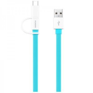 Charge and sync your Micro USB or USB-C compatible devices quickly and conveniently with this official combo cable in blue from Huawei.