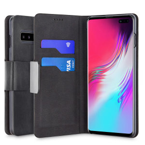 Strap Leather Case for Galaxy S10 5G,Wallet Leather Case for Galaxy S10 5G,Herzzer Premium Stylish Pretty 3D Blue Butterfly Printed Magnetic Soft Rubber Stand Case with Card Slots 