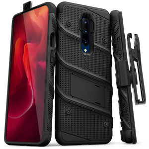 Equip your OnePlus 7 Pro with military grade protection and superb functionality with the ultra-rugged Bolt case in black from Zizo. Coming complete with a handy belt clip and integrated kickstand.