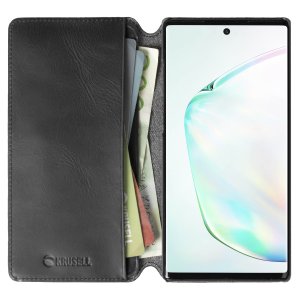 Krusell Samsung Note 10 Premium Leather Wallet Case - Vintage Black
